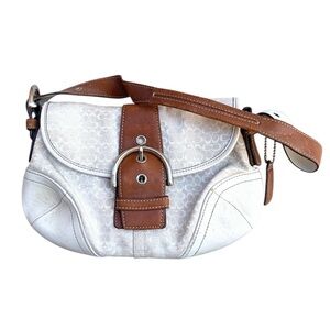 🌵Y2K Vintage Coach Soho Flap White/Tan Handbag Purse